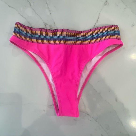 SHEIN Other - Shein Cheeky Vibrant Pink Bikini Bottoms with Multicolor Waistband